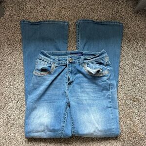 Blue Flare Jeans with Faded Denim